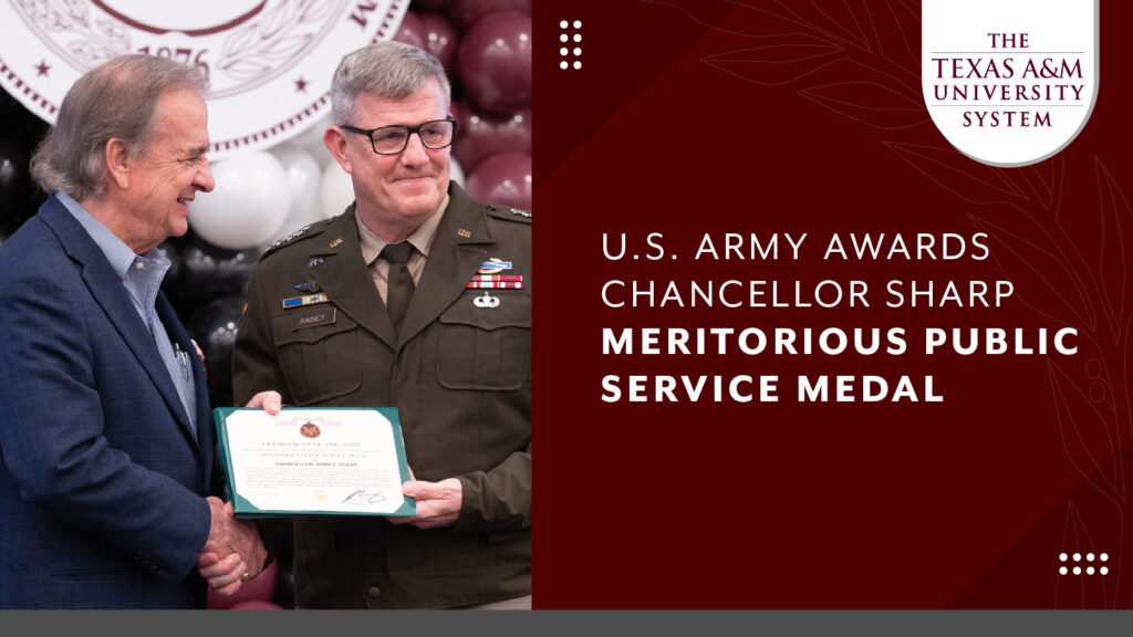 U.S. Army Awards Chancellor Sharp Meritorious Public Service Medal