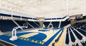 An internal look of the Event Center/Arena Project at East Texas A&M University.