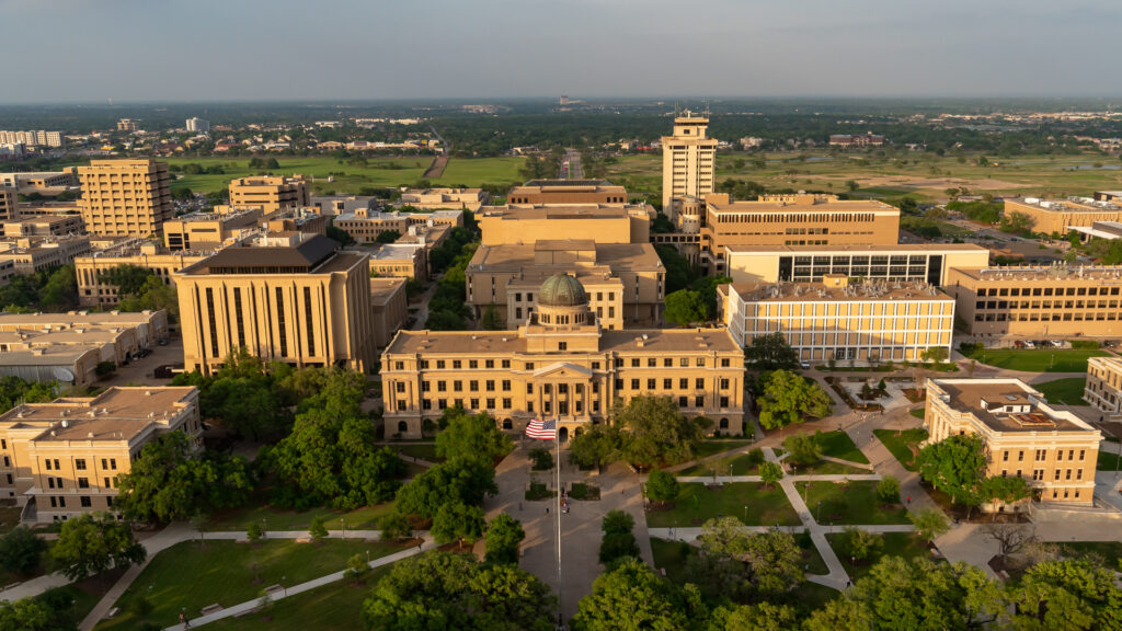 Aerial photo of the campus of Texas A&M University