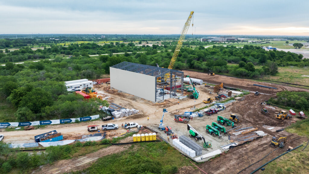 Aerial photo of construction on a new building